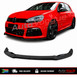 VW Golf 6 R20 Front Bumper Lip Piano Black ABS Material (Gloss)