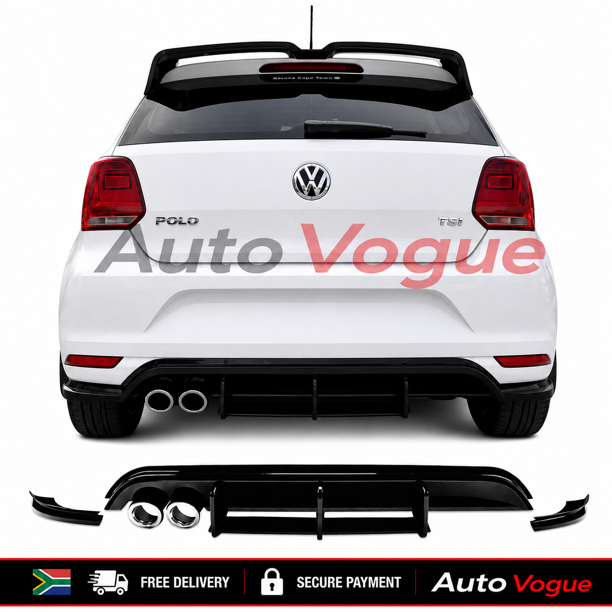 VW Polo 6 TSI Rear Bumper Diffuser