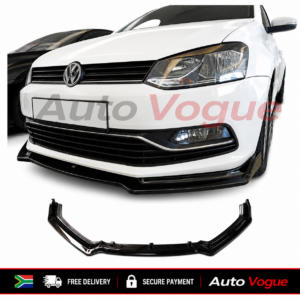 VW Polo 6 AC Style Aggressive Front Lip Piano Black ABS Material (Gloss) Suitable for Volkswagen Polo 6, Trendline / Comfortline / TSI / Vivo /  Highline / GT / 1.2 / 1.4 / 1.6 / etc..
