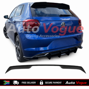 VW Polo AW Rline Style Rear Spoiler ABS Material, Glossy Piano Black Suitabele for Polo 8 / AW, Comfortline / Trendline / Highline / DSG / TSI / GTI / R-Line / 1.0 / 2.0 / 2018 / 2019 / 2020 / 2021 / 2022