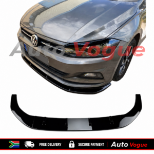VW Polo AW Wingless Front Bumper Lip Sleek Piano Black ABS Material (Gloss) Suitabele for Polo 8