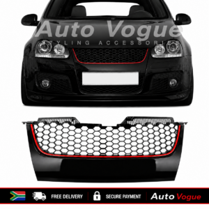 VW Golf 5 GTI fitted with a gloss black debadged honeycomb front grille