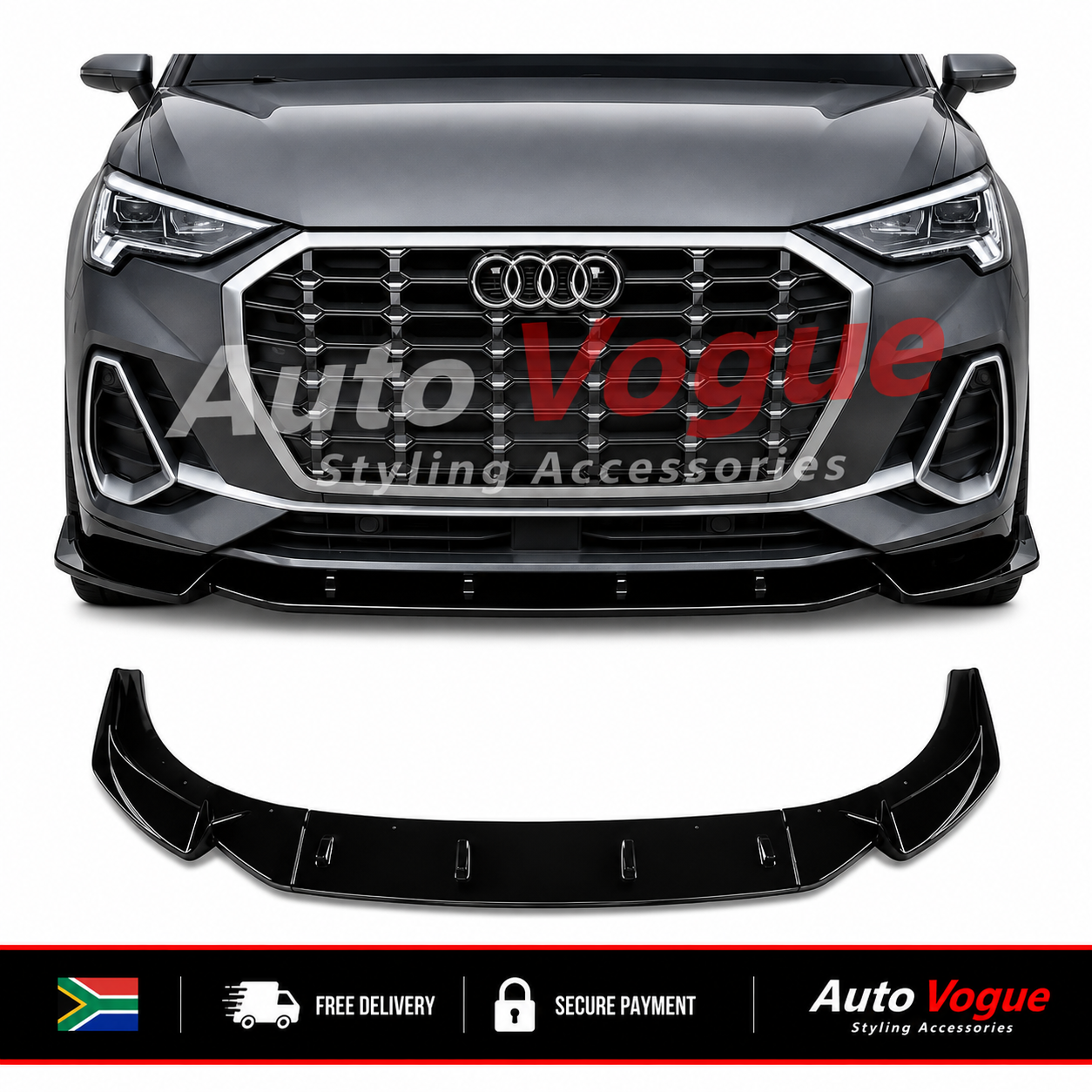 Audi Q3 F3 Facelift gloss black front lip