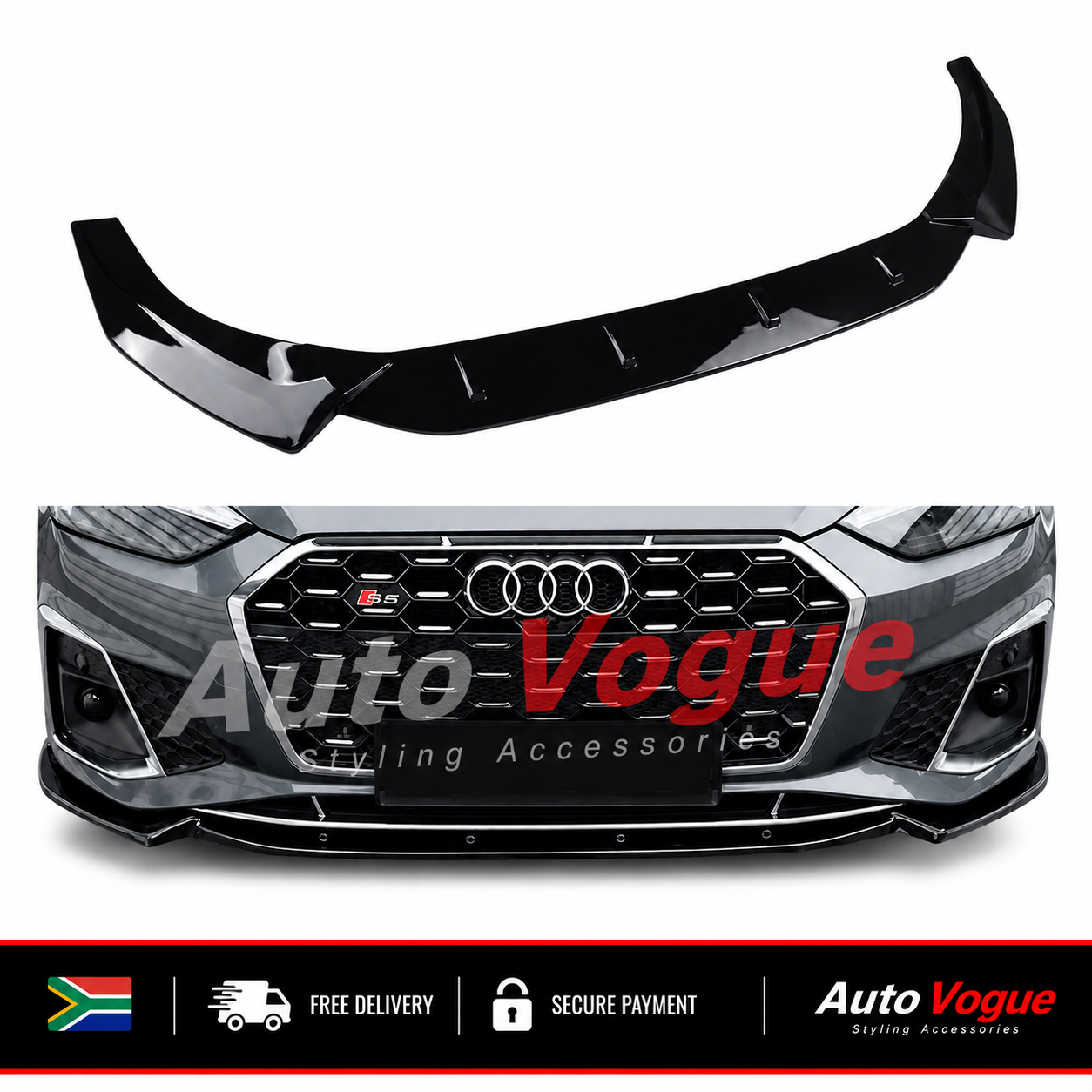 Audi S5 F5 B9.5 Facelift gloss black 3-piece front lip