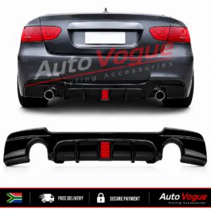 BMW E90 LED rear diffuser single pipe dual outlet gloss black