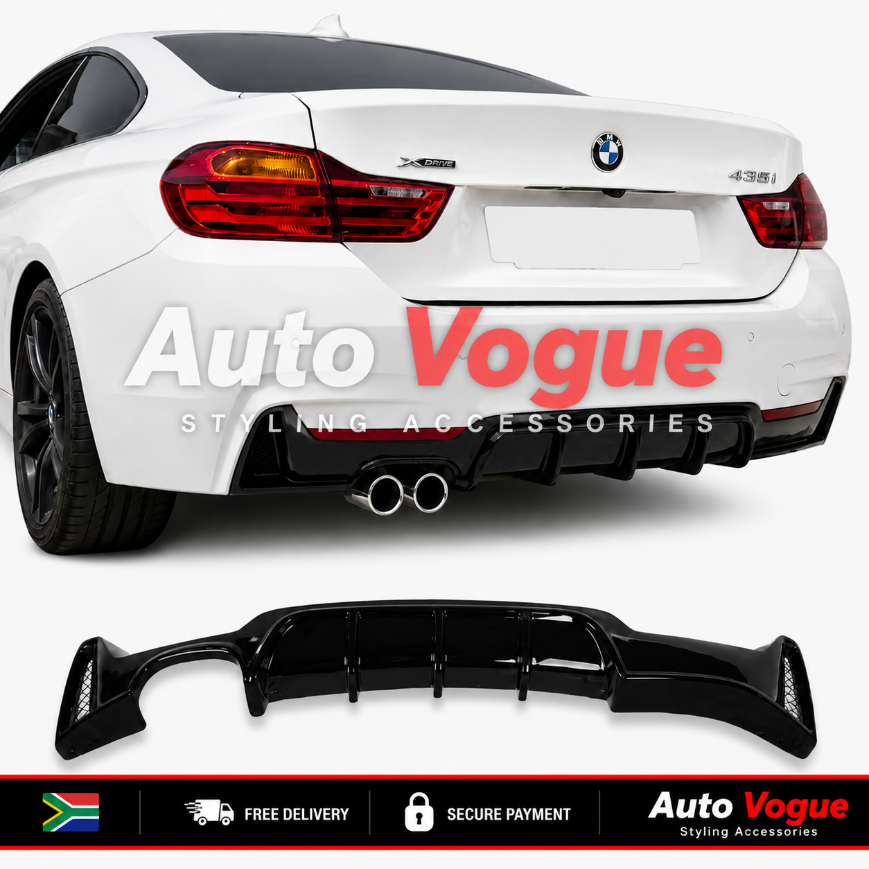 BMW F32 F33 M Performance dual exit rear diffuser gloss black