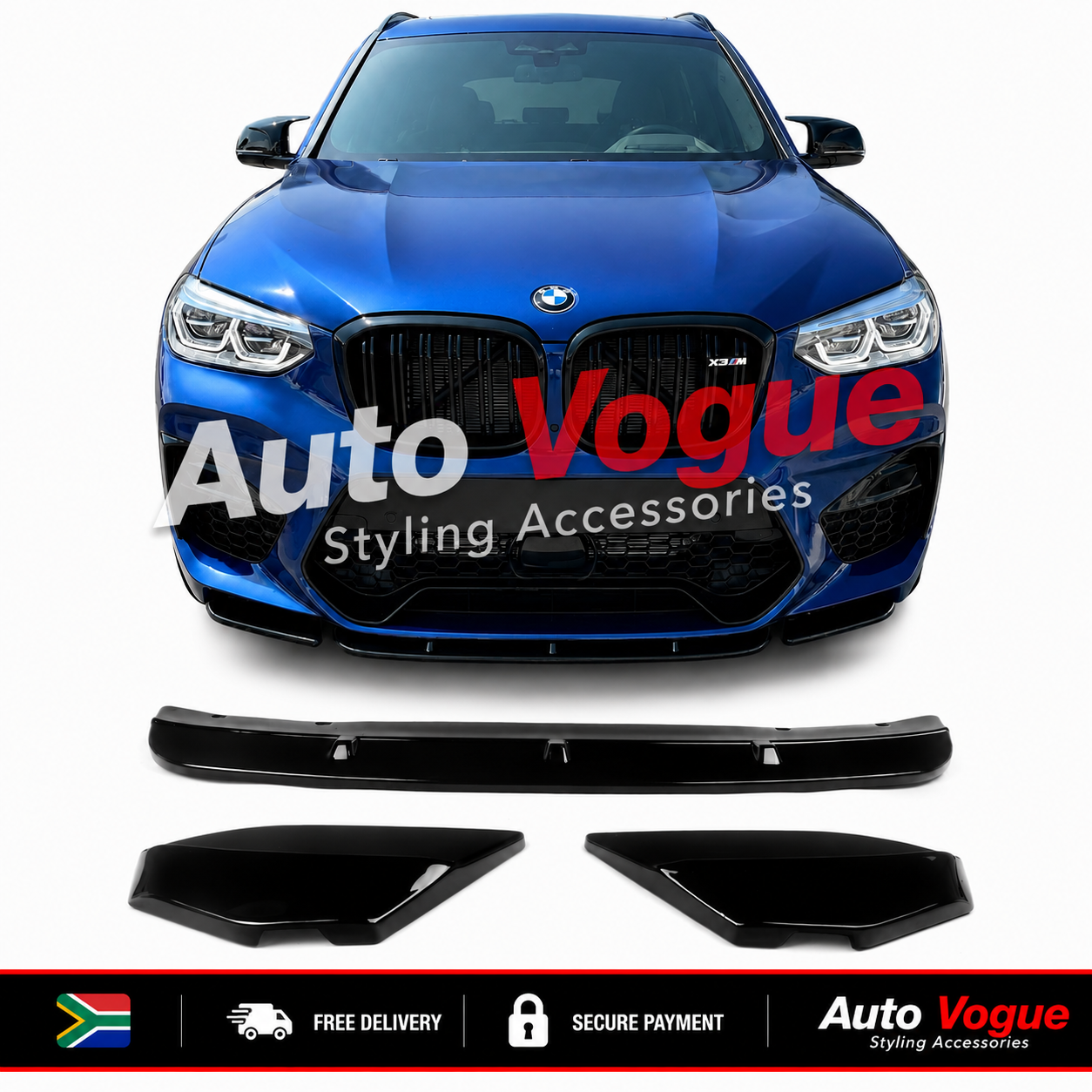 BMW F97 X3 M 3-piece front lip in gloss black