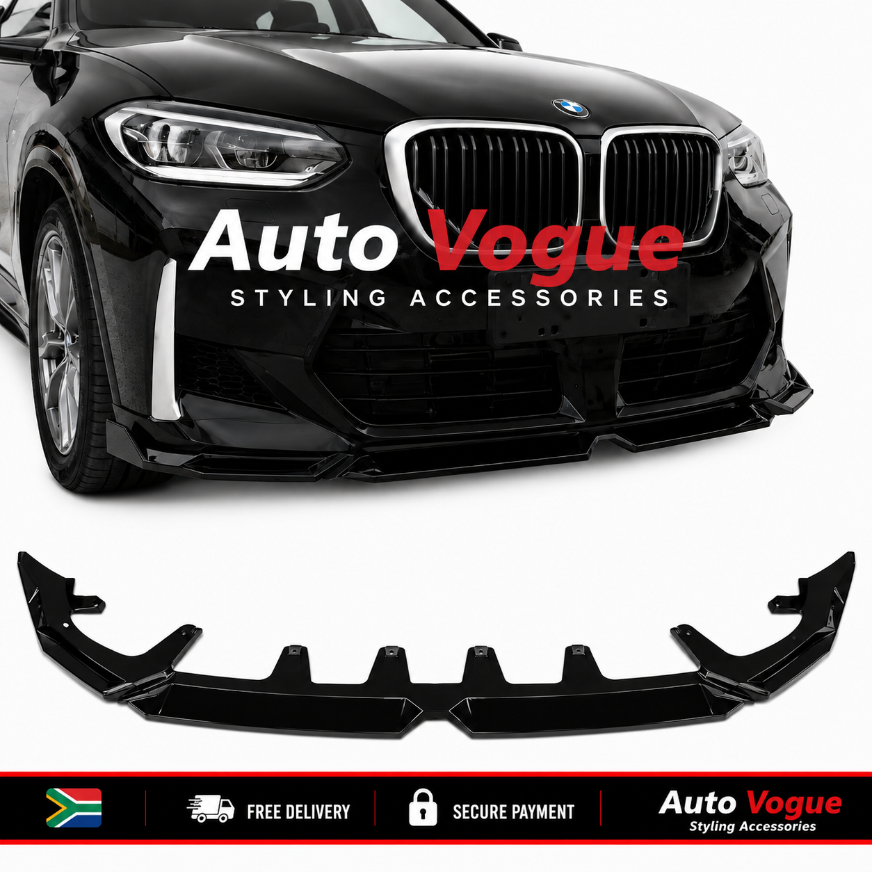 BMW X3 G45 MP Style 4-piece gloss black front lip